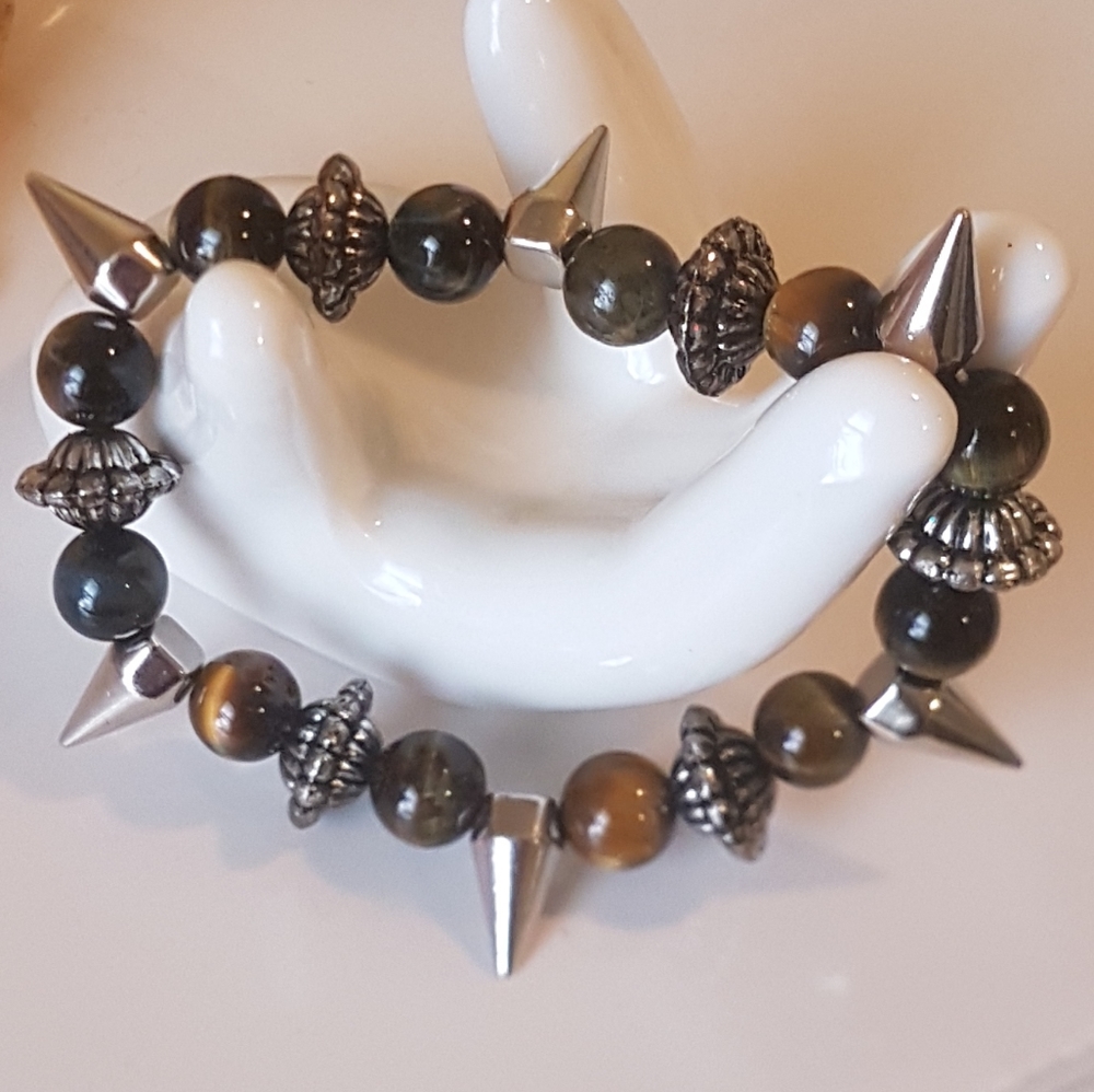 Any 2 for $40 🐯 Spiked genuine Tiger Eye bracelet